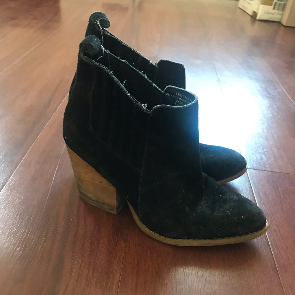 Black chunky heeled booties